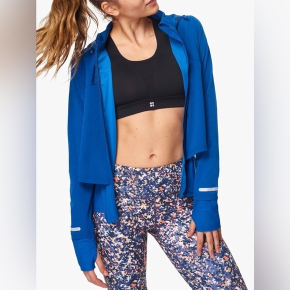 SWEATY BETTY Fast Track Running Jacket royal blue hoodie size S - Picture 2 of 11